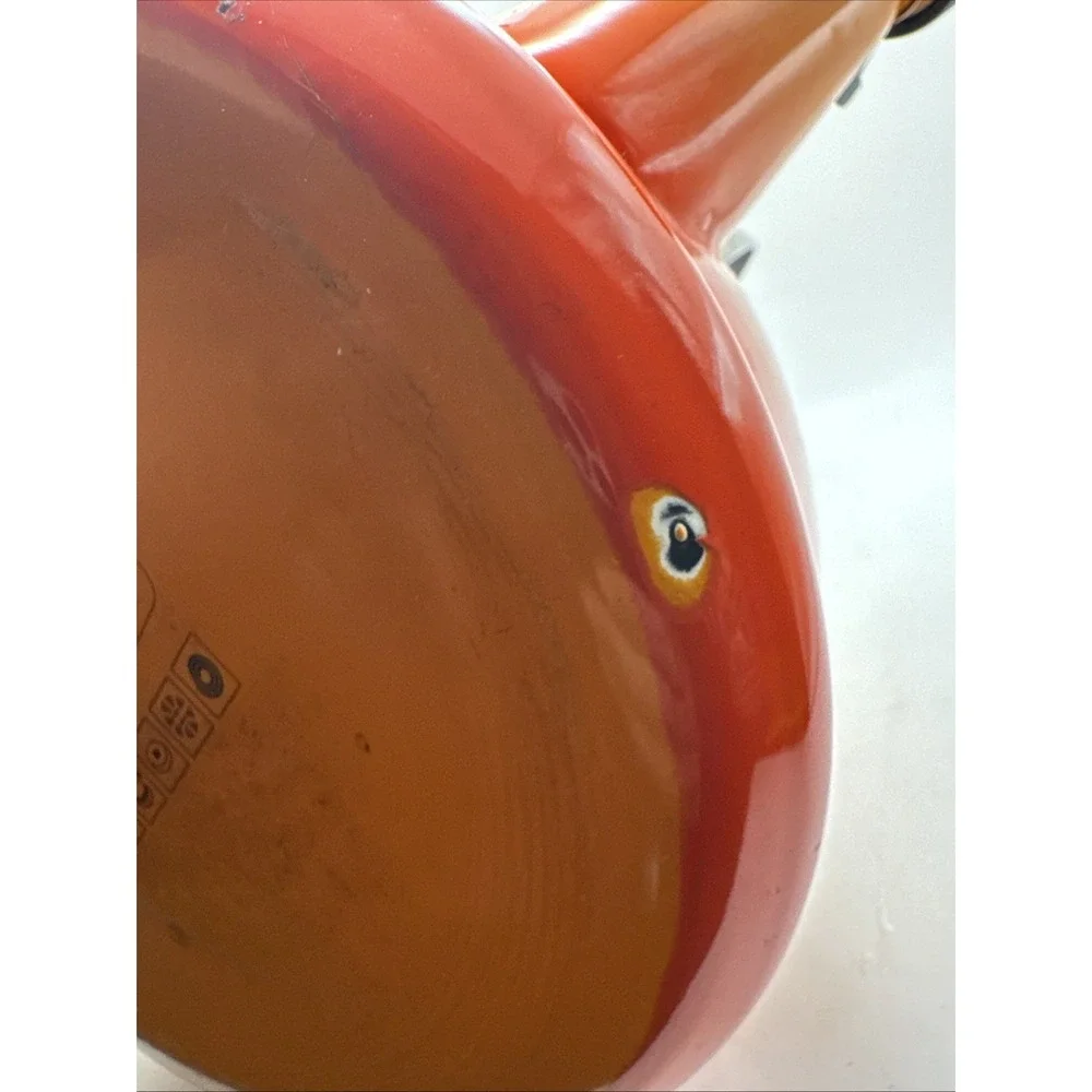 Le Creuset Whistling Tea Kettle 1.7 qt Flame Enamel Steel Used Chipped